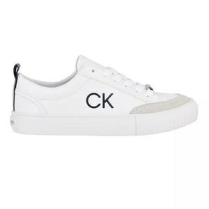 CK White/Navy Calvin Klein Women's Round Toe Lace-up Casual Sneakers Sz 10